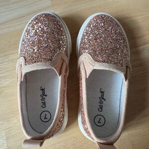 Cat & Jack Pink Glitter Slip-On Sneakers